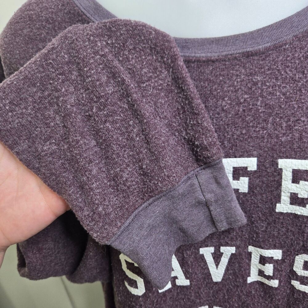 Wildfox Coffee Saves Lives Sweatshirt Womens XL Purple Graphic Pullover - Picture 3 of 11